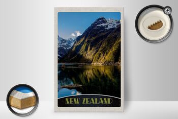 Panneau en bois voyage 20x30cm Nouvelle-Zélande mer montagnes nature vacances 2