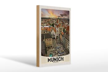 Panneau en bois voyage 20x30cm vue de Munich Allemagne 1