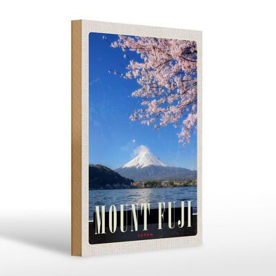 Cartel de madera viaje 20x30cm Mont Fuji Japón Asia Mar Naturaleza