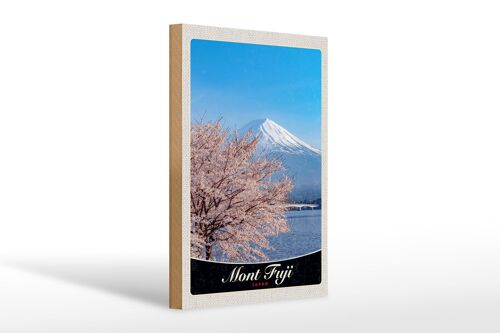 Holzschild Reise 20x30cm Mont Fuji Japan Asien Gebirge Baum