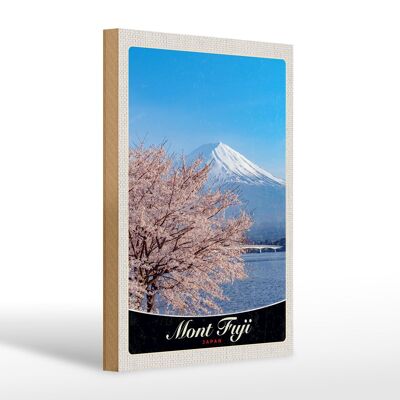 Cartel de madera viaje 20x30cm Mont Fuji Japón Asia montañas árbol
