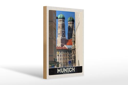 Holzschild Reise 20x30cm München Stadt Mittelalter Geschenk
