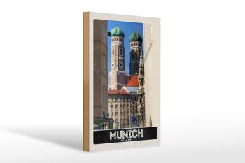 Panneau en bois voyage 20x30cm Munich ville cadeau médiéval 1