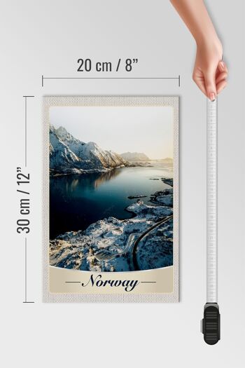 Panneau en bois voyage 20x30cm Norvège hiver neige mer 4