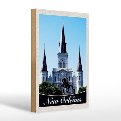 Cartello in legno da viaggio 20x30 cm New Orleans USA America Church