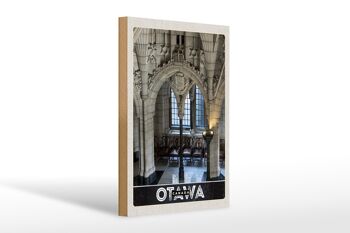 Panneau en bois voyage 20x30cm sculpture intérieure d'église d'Ottawa Canada 1