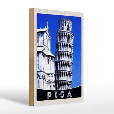 Cartello da viaggio in legno 20x30 cm Pisa Italia Torre pendente di Pisa