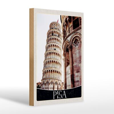 Wooden sign travel 20x30cm Pisa leaning tower architecture