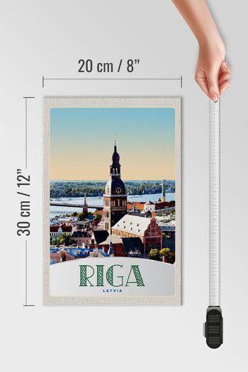 Panneau en bois voyage 20x30cm architecture église Riga Lettonie 4