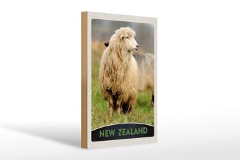 Panneau en bois voyage 20x30cm Nouvelle-Zélande Europe mouton prairie nature 1