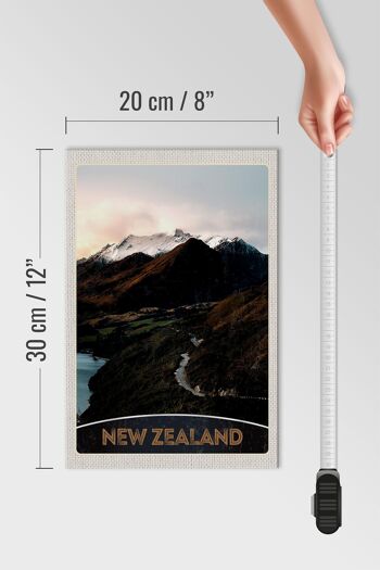 Panneau en bois voyage 20x30cm Montagnes de Nouvelle-Zélande Ville insulaire 4