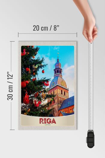 Panneau en bois voyage 20x30cm Riga Lettonie Noël hiver 4