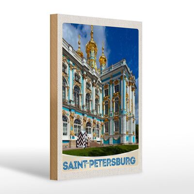 Panneau en bois voyage 20x30cm Saint-Pétersbourg Russie cadeau