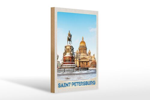 Holzschild Reise 20x30cm Saint Petersburg Russland Skulptur