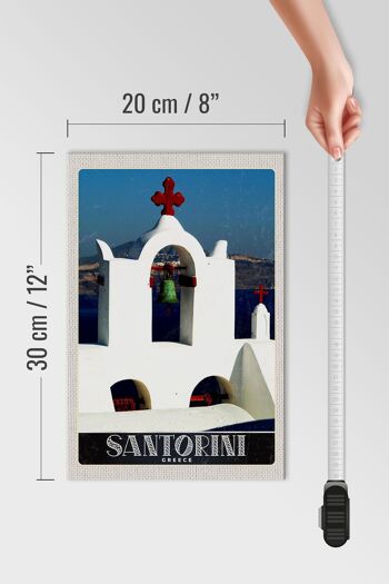 Panneau en bois voyage 20x30cm église croix de mer de l'île de Santorin 4