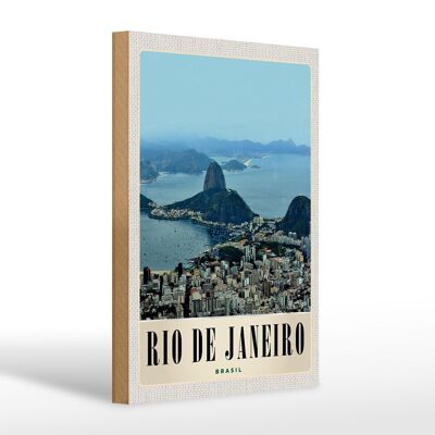 Cartel de madera viaje 20x30cm Rio de Janeiro Brasil ciudad
