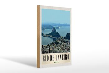 Panneau en bois voyage 20x30cm Rio de Janeiro Brésil ville 1