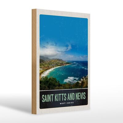 Holzschild Reise 20x30cm Saint Kitts and Nevis Amerika Urlaub