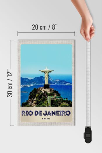 Panneau en bois voyage 20x30cm Brésil Amérique Christ Statuee 4
