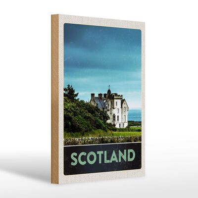 Cartel de madera viaje 20x30cm Escocia Europa cartel de casa señorial blanca