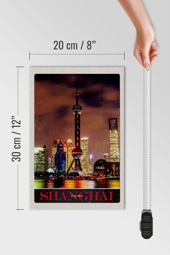 Panneau en bois voyage 20x30cm Shanghai Chine tour de ville mer 4