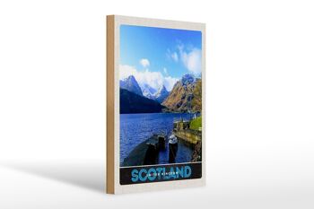 Panneau en bois voyage 20x30cm, panneau de lac des montagnes de l'île d'Écosse 1