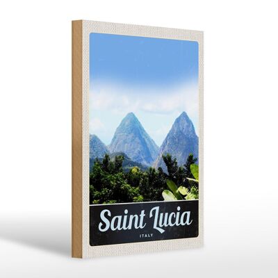 Holzschild Reise 20x30cm Saint Lucia Italien Gebirge Natur