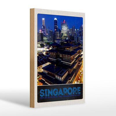 Cartello in legno da viaggio 20x30 cm Singapore città Asia grattacielo India