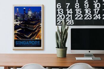 Panneau en bois voyage 20x30cm Singapour ville Asie gratte-ciel Inde 3