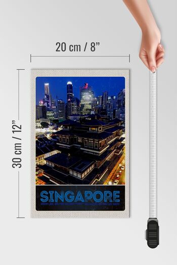 Panneau en bois voyage 20x30cm Singapour ville Asie gratte-ciel Inde 4