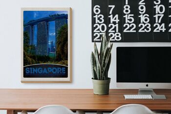 Panneau en bois voyage 20x30cm Singapour Asie architecture gratte-ciel 3