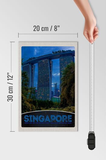 Panneau en bois voyage 20x30cm Singapour Asie architecture gratte-ciel 4