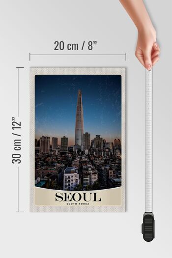 Panneau en bois voyage 20x30cm Séoul Corée du Sud gratte-ciel ville 4