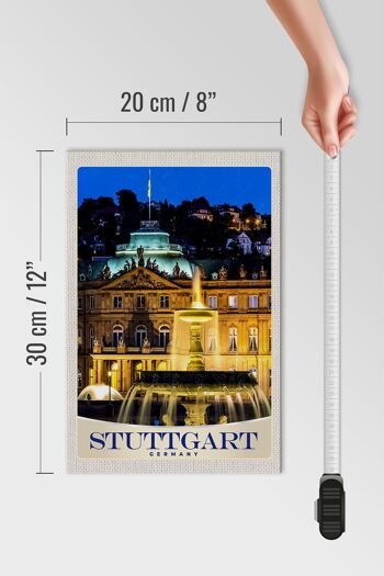 Panneau en bois voyage 20x30cm Stuttgart Allemagne soirée château 4