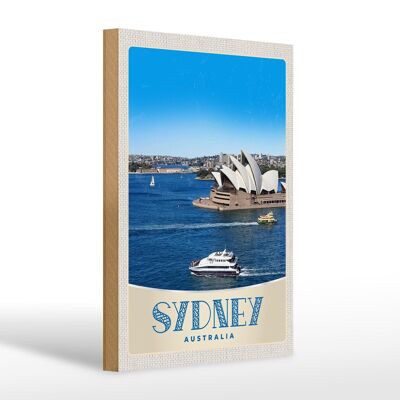 Holzschild Reise 20x30cm Sydney Australien Meer Schiff Yacht