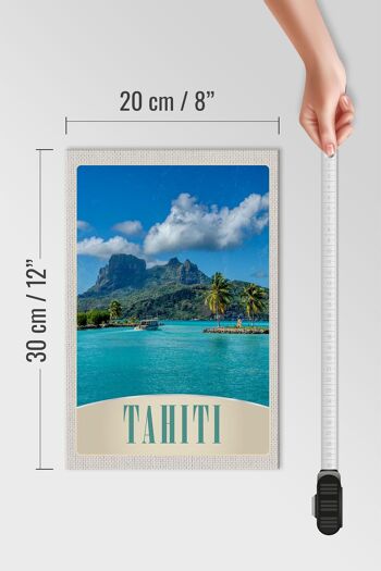 Panneau en bois voyage 20x30cm Tahiti Amérique île bleu mer 4