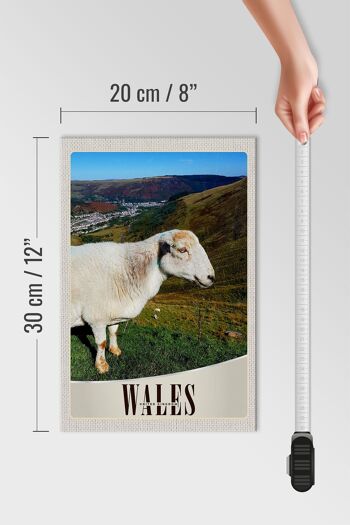 Panneau en bois voyage 20x30cm Pays de Galles Royaume-Uni prairie de moutons 4