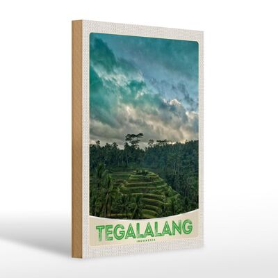 Cartello in legno da viaggio 20x30 cm Tegalalang Indonesia Asia Tropici