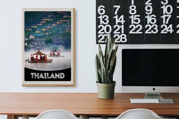 Panneau en bois voyage 20x30cm, thaïlande, Asie, maisons fluviales, bateau 3
