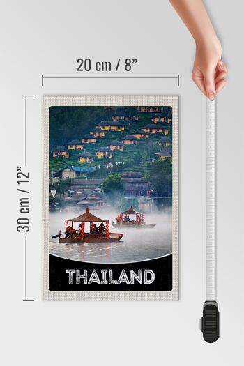 Panneau en bois voyage 20x30cm, thaïlande, Asie, maisons fluviales, bateau 4