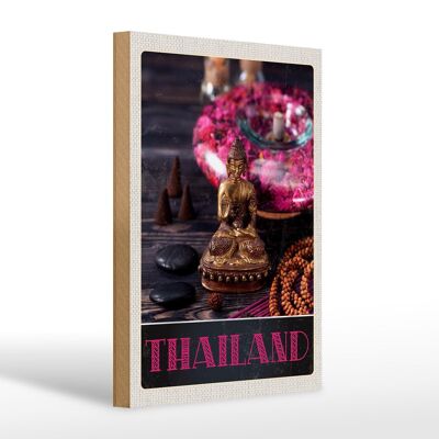 Cartel de madera viaje 20x30cm Tailandia Asia Buda Dios Religión