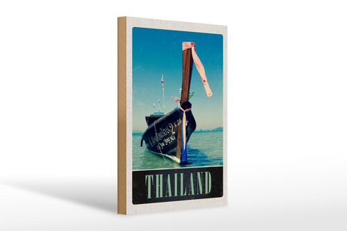 Holzschild Reise 20x30cm Thailand Meer blaues Meer Boot Natur