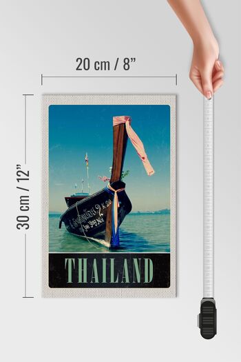 Panneau en bois voyage 20x30cm Thaïlande mer bleu mer bateau nature 4