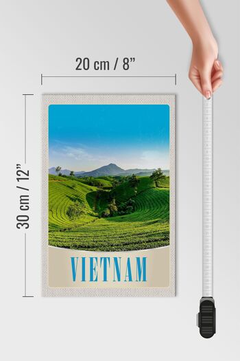 Panneau en bois voyage 20x30cm Vietnam nature prairie agriculture arbres 4