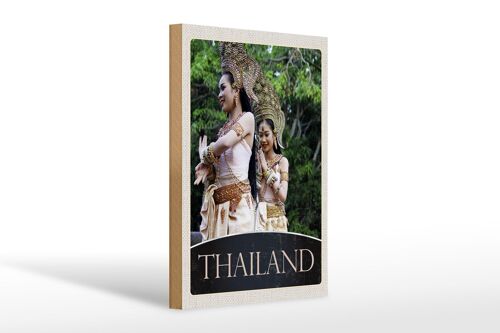 Holzschild Reise 20x30cm Thailand Tropen Natur Frau Religion