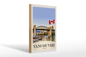 Panneau en bois voyage 20x30cm Vancower Canada pont maritime vacances 1