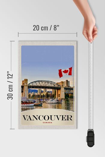 Panneau en bois voyage 20x30cm Vancower Canada pont maritime vacances 4