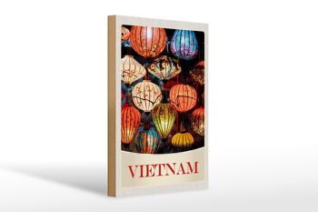 Panneau en bois voyage 20x30cm Vietnam Asie culture lanterne colorée 1