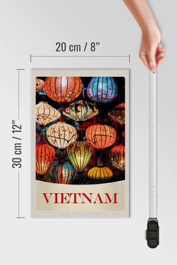 Panneau en bois voyage 20x30cm Vietnam Asie culture lanterne colorée 4