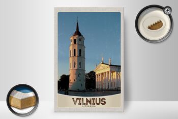 Panneau en bois voyage 20x30cm Architecture de l'église de Vilnius Lituanie 2